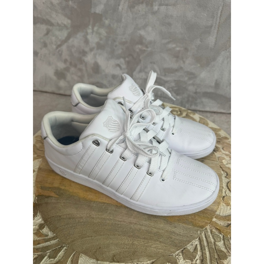 K Swiss Classic White Leather Lace Up Low Top Men's‎ Sneakers Shoes Size 10